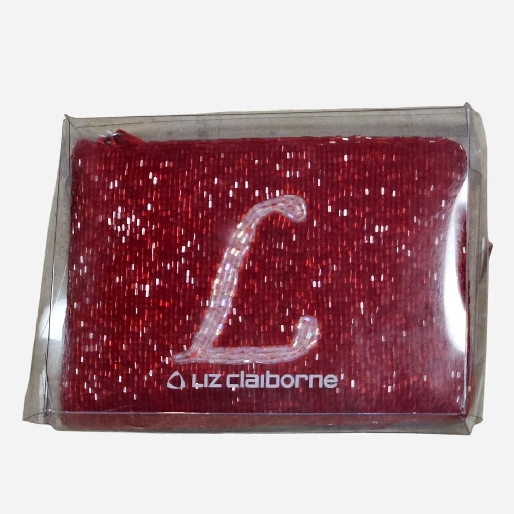 y2k glam preppy red pink beaded L monogram wristlet deadstock